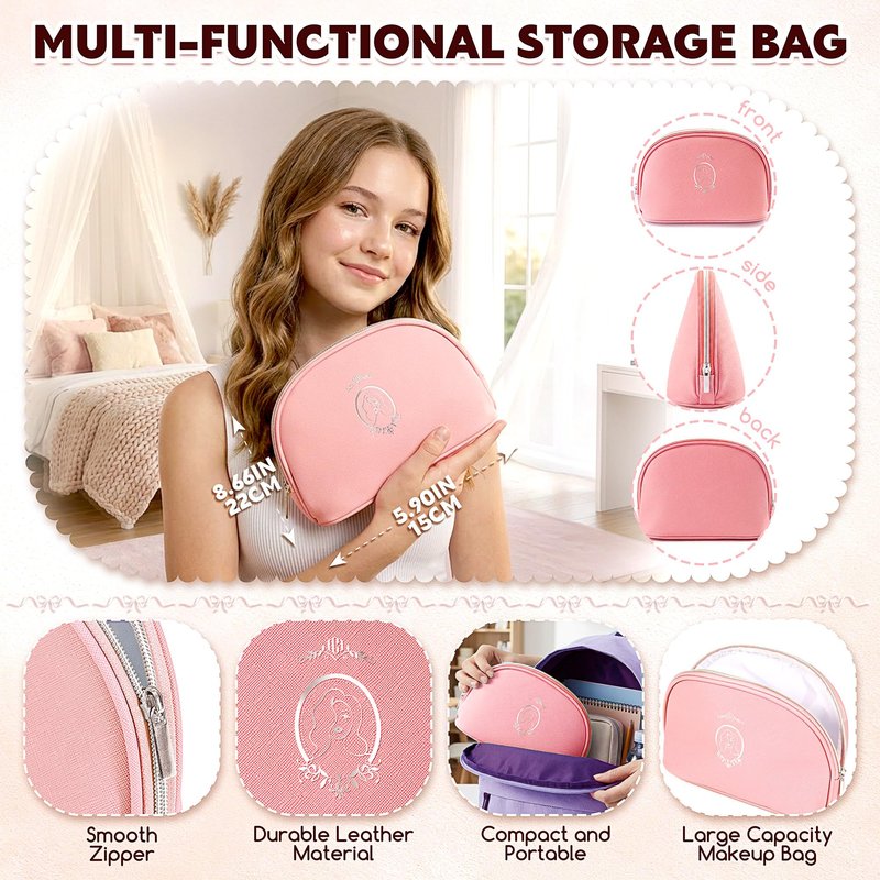 Color Nymph All In One Makeup Kit for Teen Girls Beginner, Makeup Gift Set with Eyeshadow Palette Blush Lipstick Lip Pencil Eye Pencil Brush Mascara Portable Bag - Pink