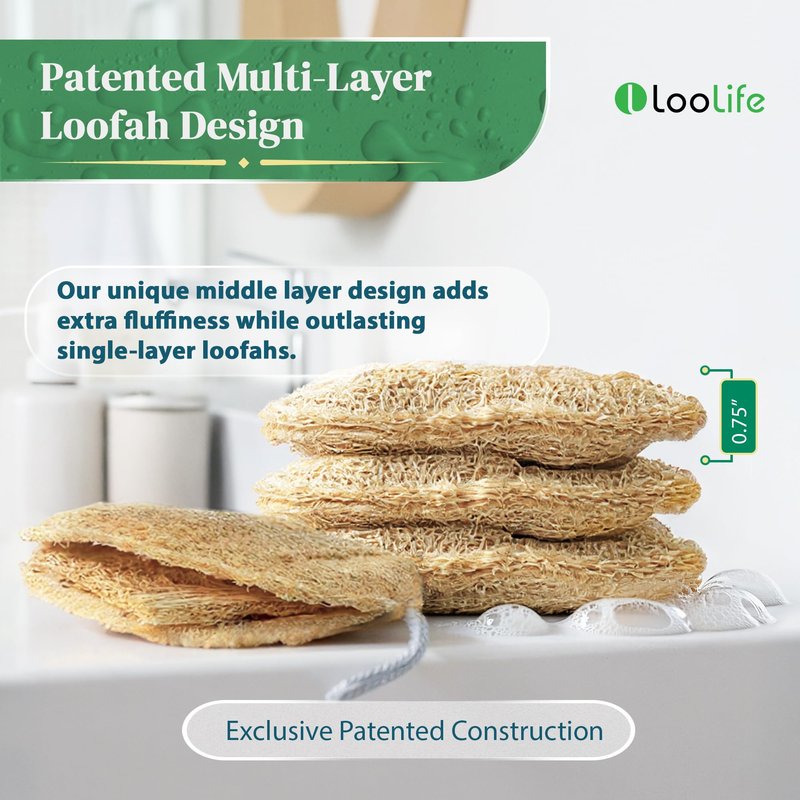 Natural Loofah Exfoliating Sponge (4 Pack) - Organic Loofah for Body - Biodegradable Shower Luffa - Natural Bath Sponges Loufa - Estropajos para el Cuerpo