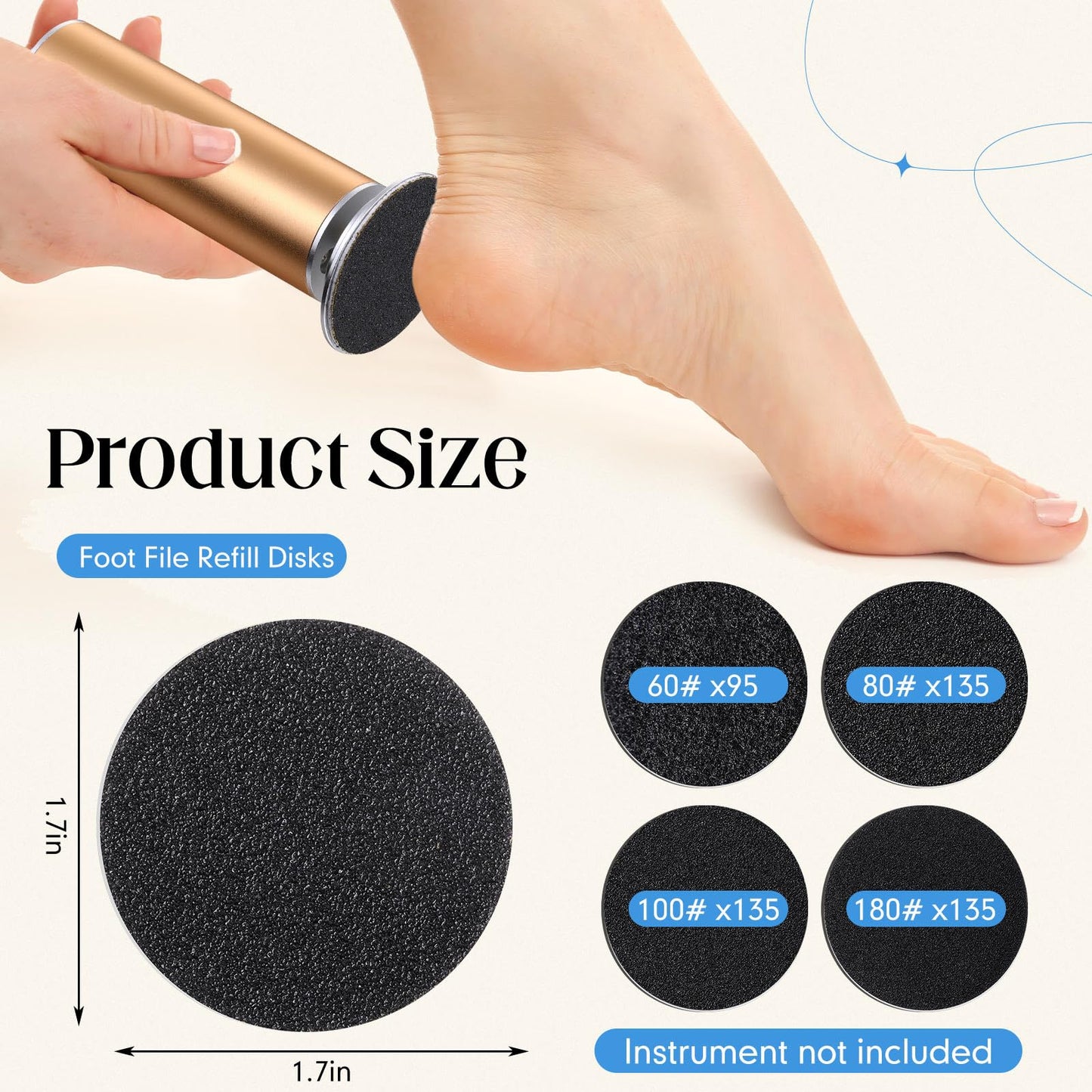 Gisafai 500 Pcs Sanding Replacement Pad Sandpaper Disk for Electric Foot File Callus Remover Tool Black Foot File Disc for Men Women Cracked Heels Dead Skin (60 Grit,80 Grit,100 Grit,180 Grit)