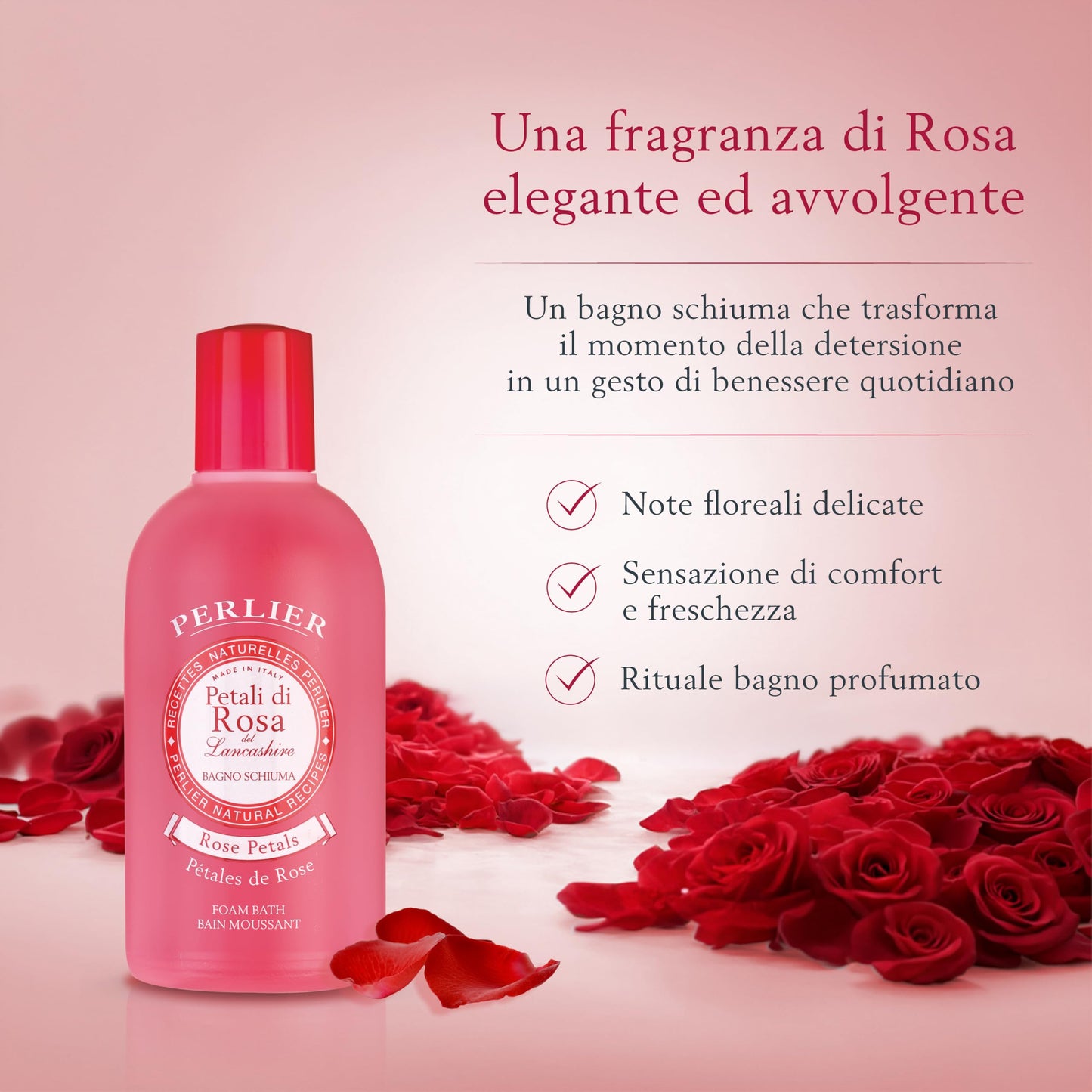 Perlier Petali Di Rosa Bagnoschiuma Body Wash 500 ml 16.9 fl. oz. Made in Italy [Italian Import]