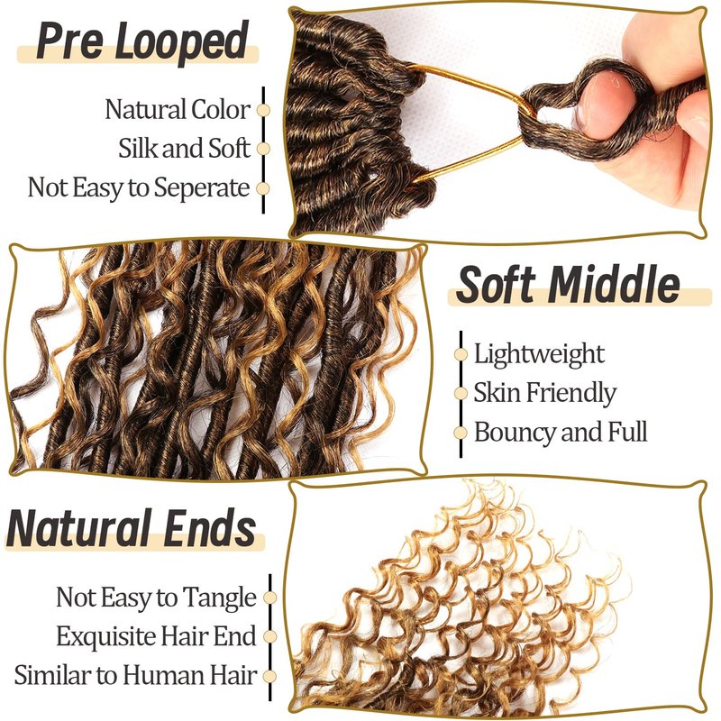 8 Packs Goddess Faux Locs Crochet Hair-30 Inch Boho Soft Locs Crochet Hair for Black Women (T27, 30 Inch(Pack of 8))