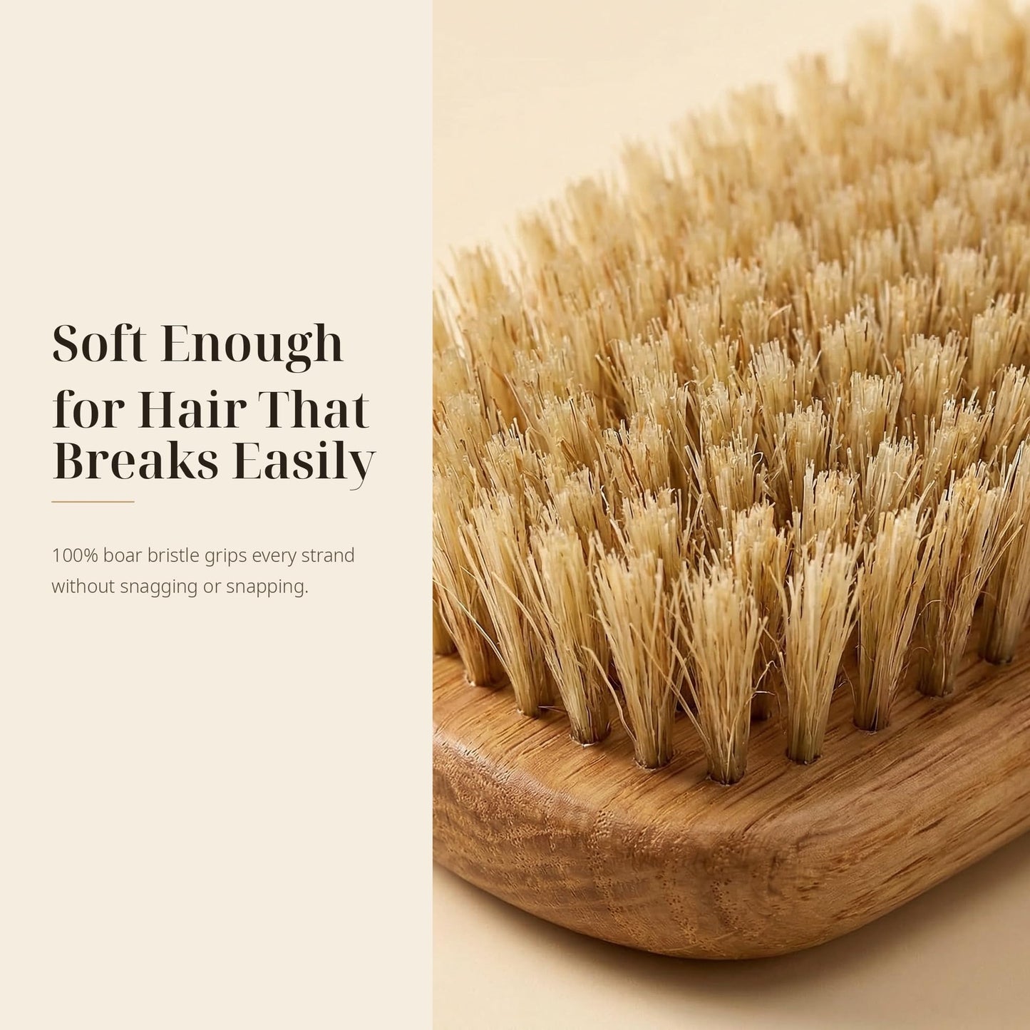 TRENFI 100% Boar Bristle Hair Brush - Soft Natural Bristle Wooden Paddle Brush for Fine Thin Hair, Distributes Scalp Oils for Smooth Shine, Solid Red Oak Handle for Women Men