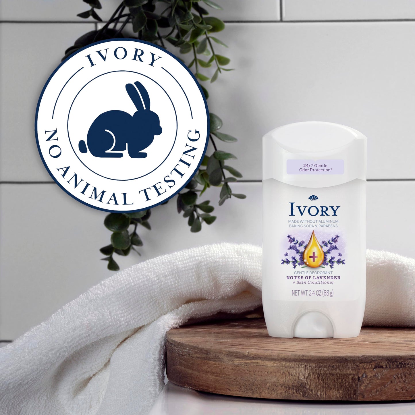 Ivory Gentle Deodorant Notes of Lavender, 24hr Gentle Deodorant, Dermatologist Tested, Baking Soda Free, Paraben Free, 2.4oz (Pack of 6)