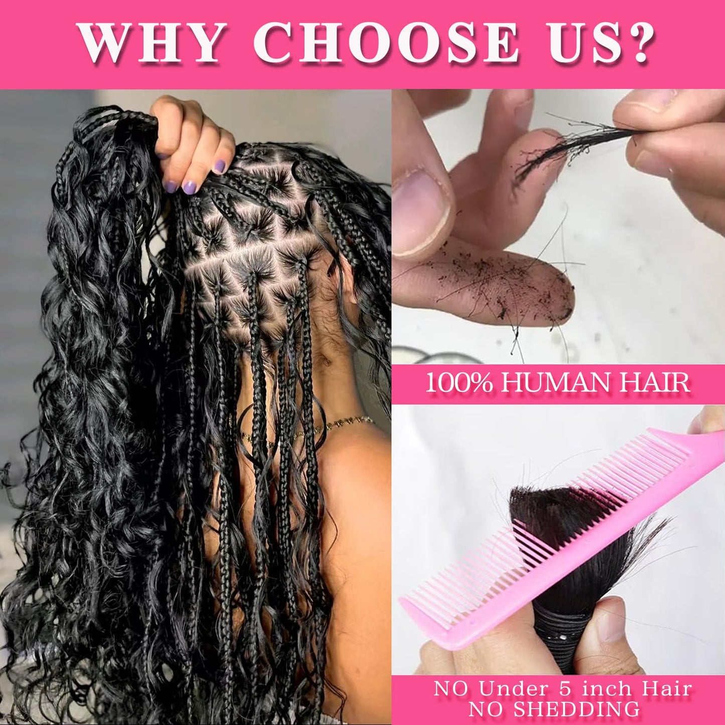 Human Braiding Hair - Deep Wave Bulk 3 Bundles 14 Inch Brazilian Virgin Curly Extensions | Perfect for Boho Braids