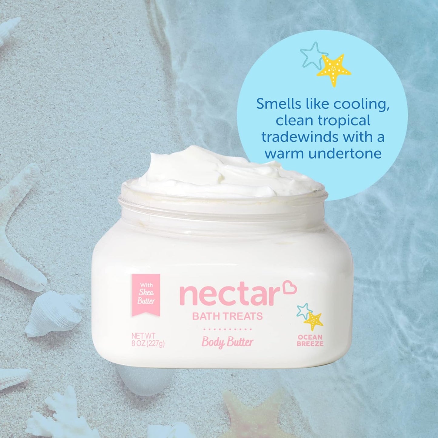 Shea Body Butter - Hydrating Moisturizer with Pure Shea Butter & Avocado Oil | 8oz Ocean Breeze