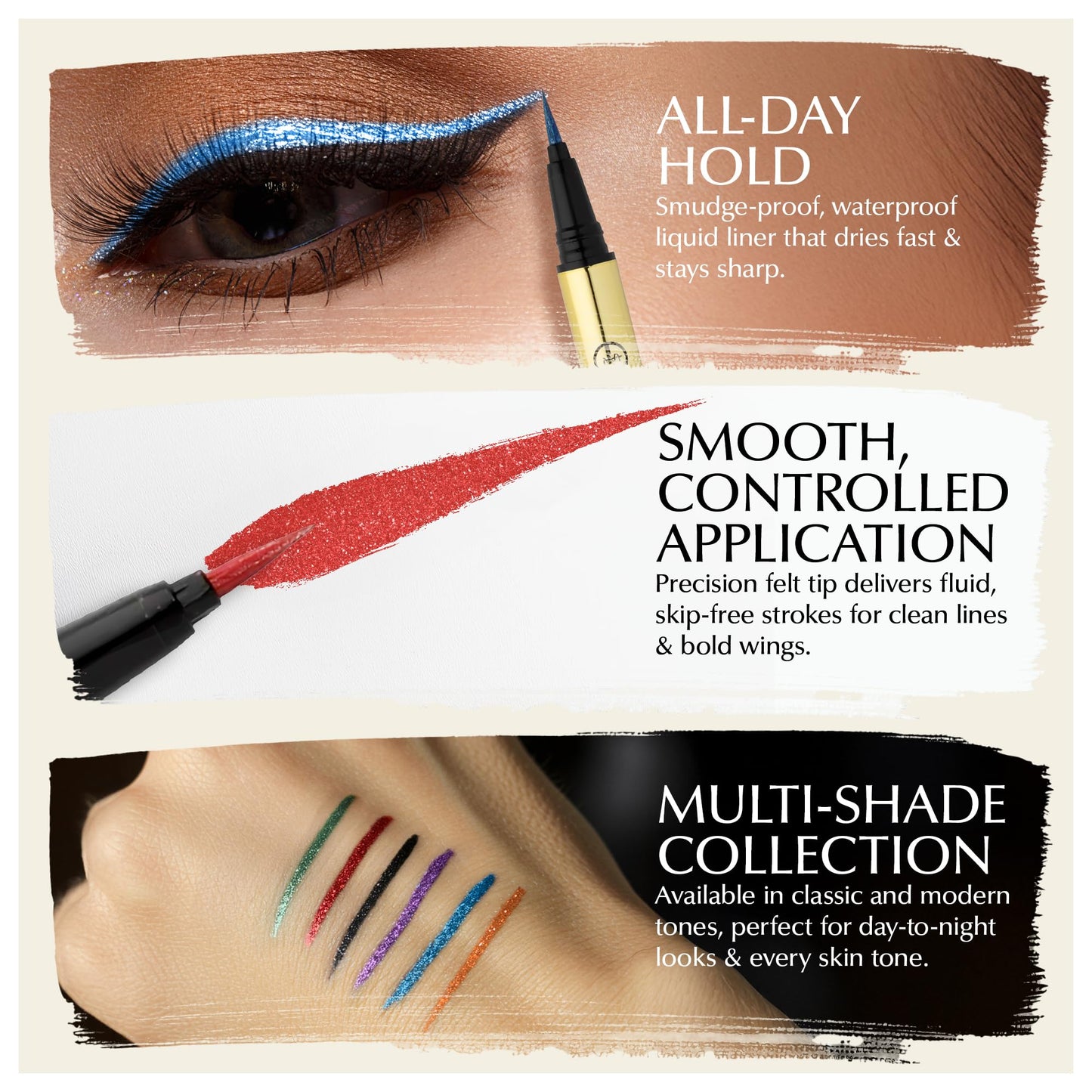 EPILYNX Liquid Eyeliner - Hypoallergenic Eyeliner with Fine Brush Tip, Long-Lasting Waterproof Eye Liner - Cruelty-Free, Vegan, Gluten-Free, Smooth Liquid Eye Liner - 6 Shades Gift Set