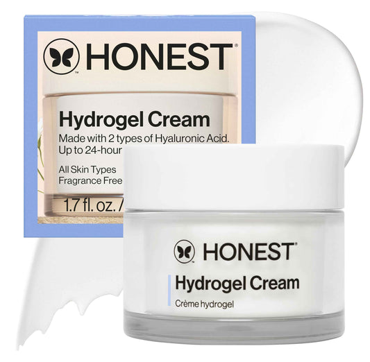 Honest Beauty Hydrogel Cream with Hyaluronic Acid | Lightweight, Moisturizing Water Cream | Gentle for Sensitive Skin, Fragrance Free, Vegan | 1.7 fl oz