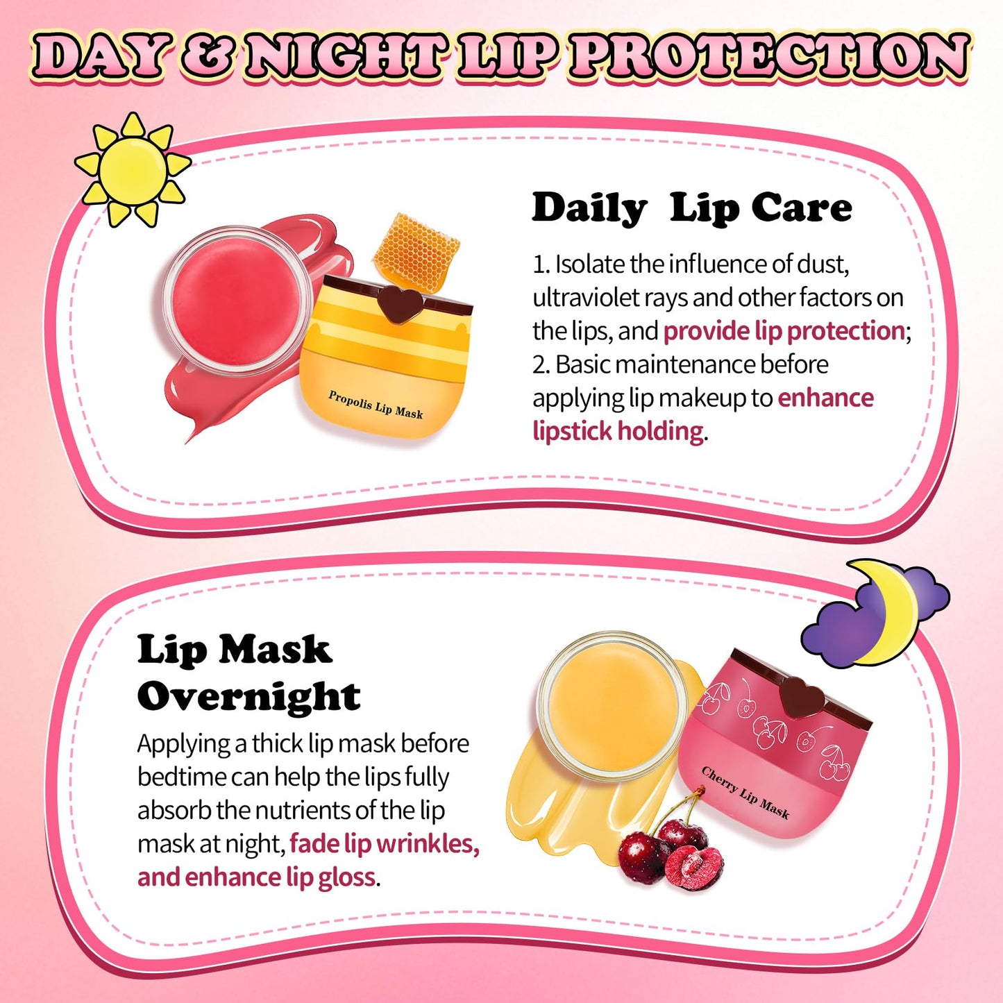 UAOE 4PCS Lip Scrub and Mask Set,Reduce Fine Lines Lips Care Set
