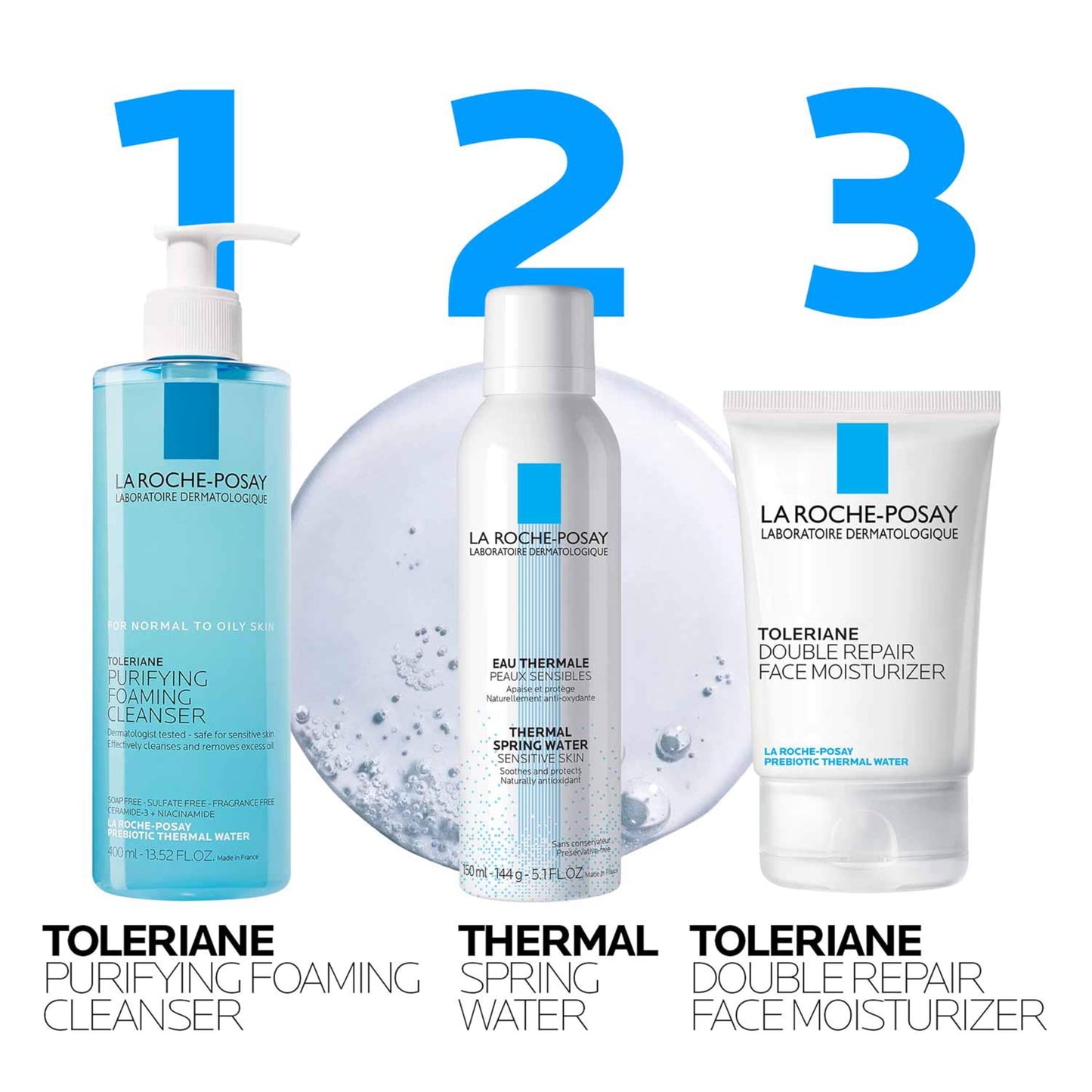 La Roche-Posay Toleriane Purifying Foaming Facial Cleanser,Oil Free Face Wash-Women &Men with Niacinamide+Ceramides,Pore Cleanser Safe For Sensitive Skin,Won’t Dry Out Skin,Soap Free,400ml,(Pack of 2)