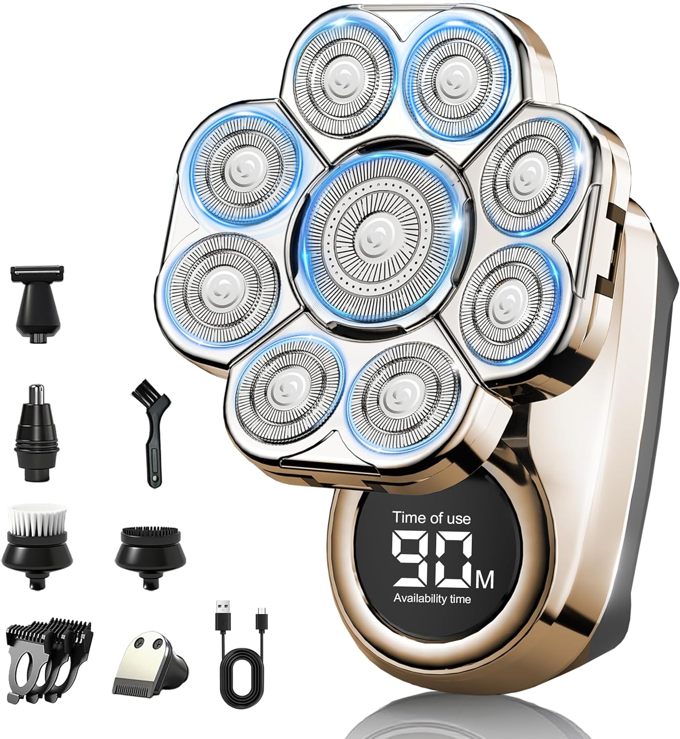 Head Shaver for Bald Men - 9D Floating Blades, IPX7 Waterproof, LED Display | Rechargeable Cordless Razor
