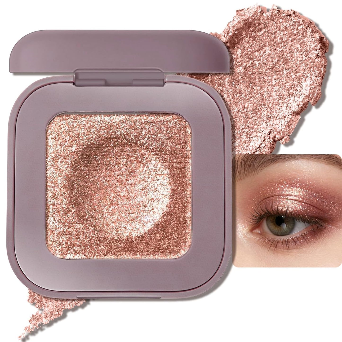 Duochrome Glitter Eyeshadow - Ultra-Fine Color Shifting Metallic Shimmer | Long-Lasting Holographic Makeup (#1 Champagne Pink)
