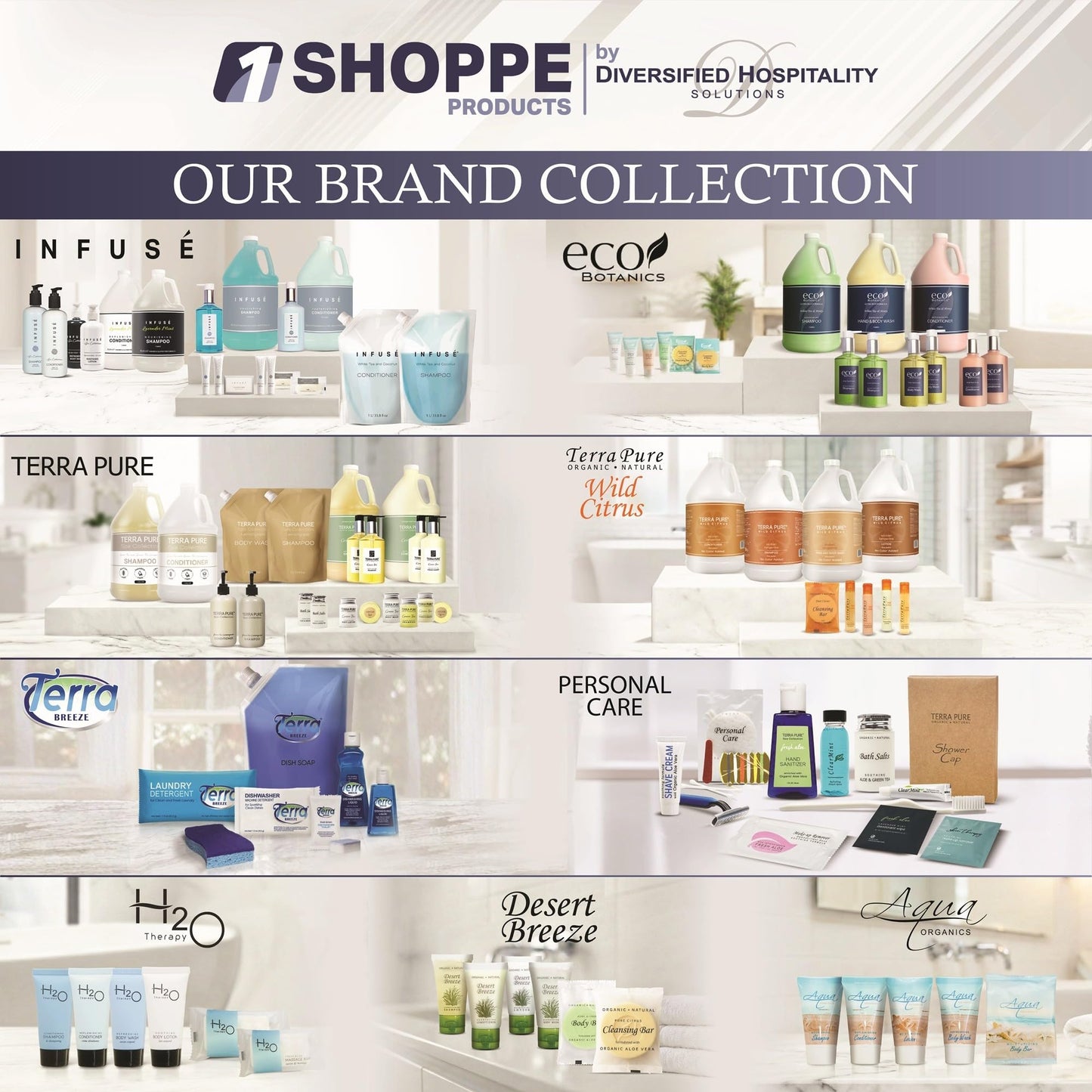1-Shoppe Terra Pure Ecobox Amenities Kit | Green Tea Soap | Shampoo, Conditioner, Body Lotion, Body Wash | 10.14 oz | Hotel Toiletries Bulk