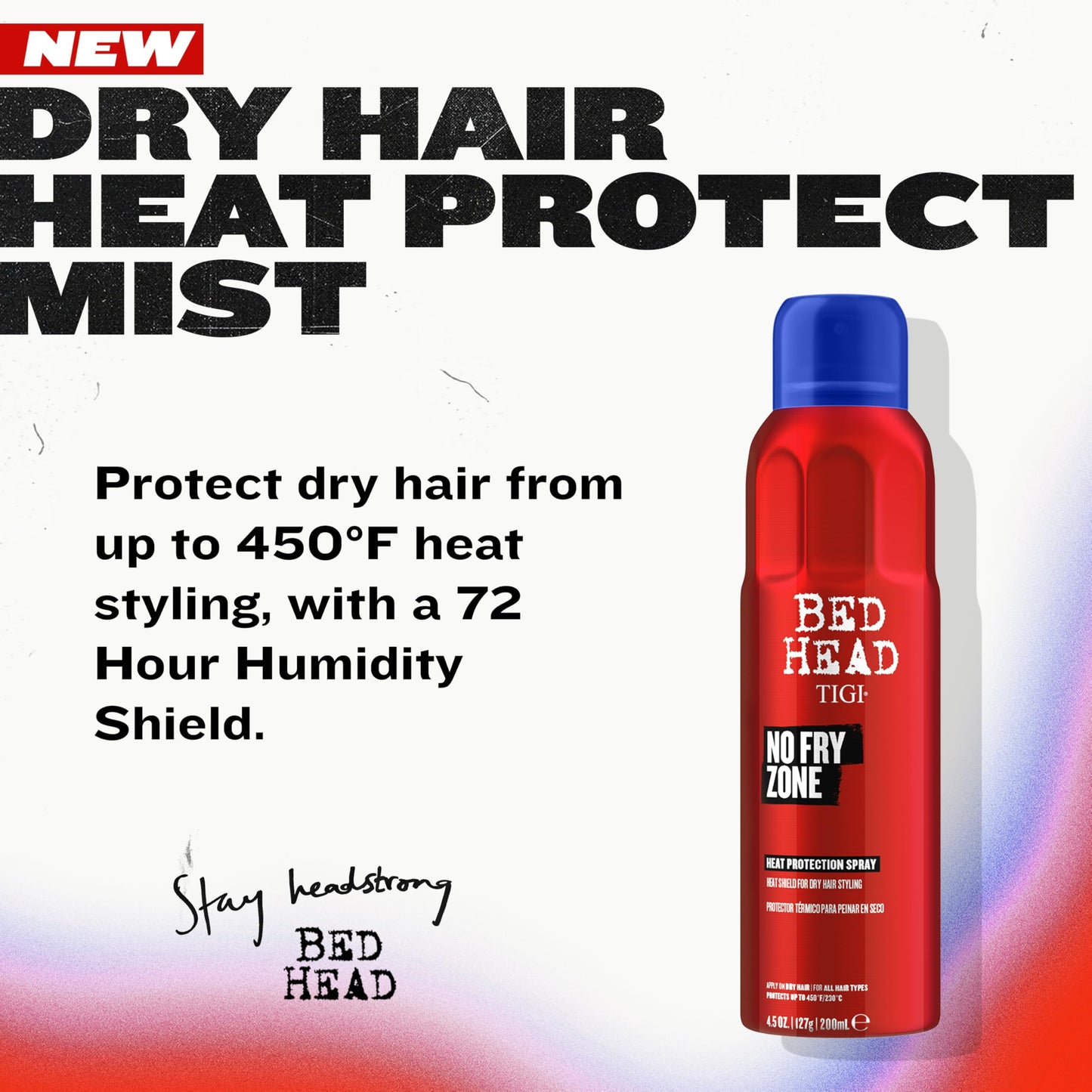 Bed Head by TIGI No Fry Zone Dry Heat Protectant Mist, 450°F Thermal Protection, 72-Hour Humidity Shield & Anti-Static Restyling Spray, 4.5 oz