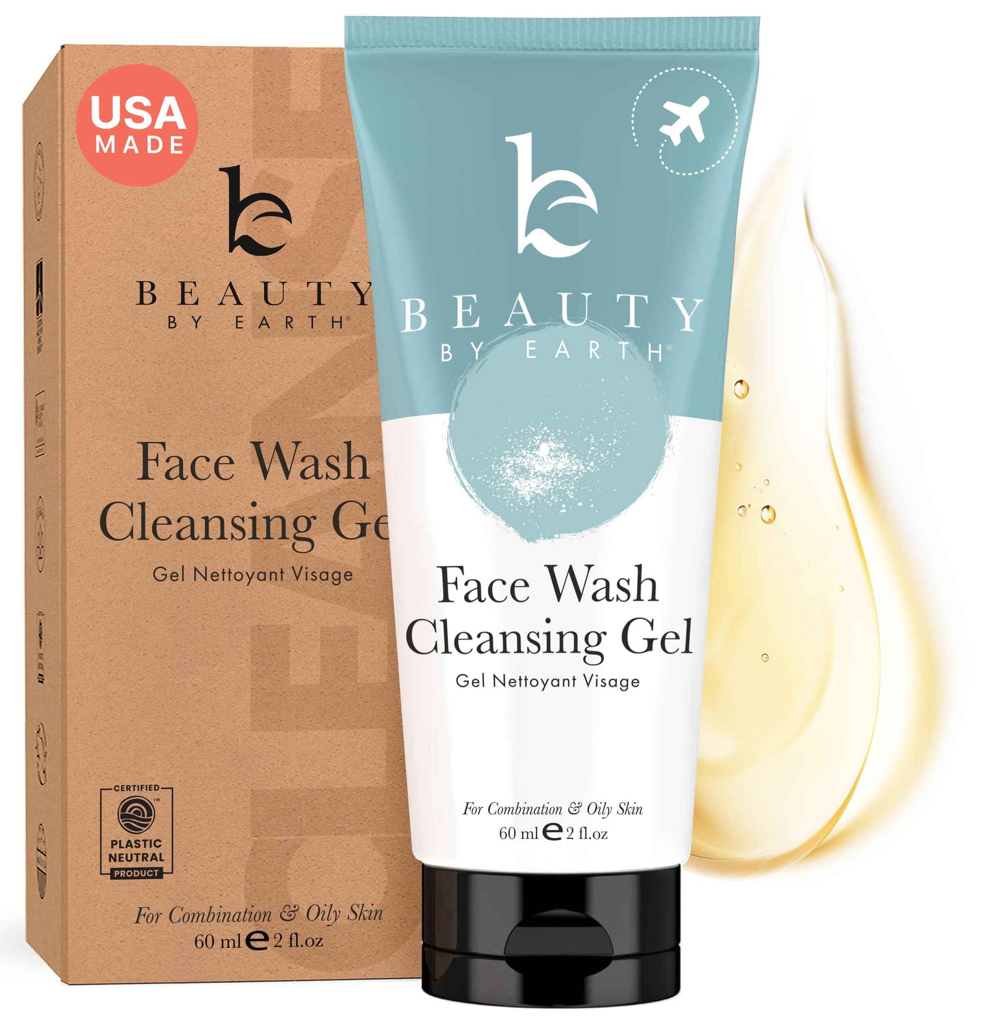 Beauty by Earth Clean Face Wash - USA Made with Organic & Natural Ingredients, Non-Toxic Facial Cleanser