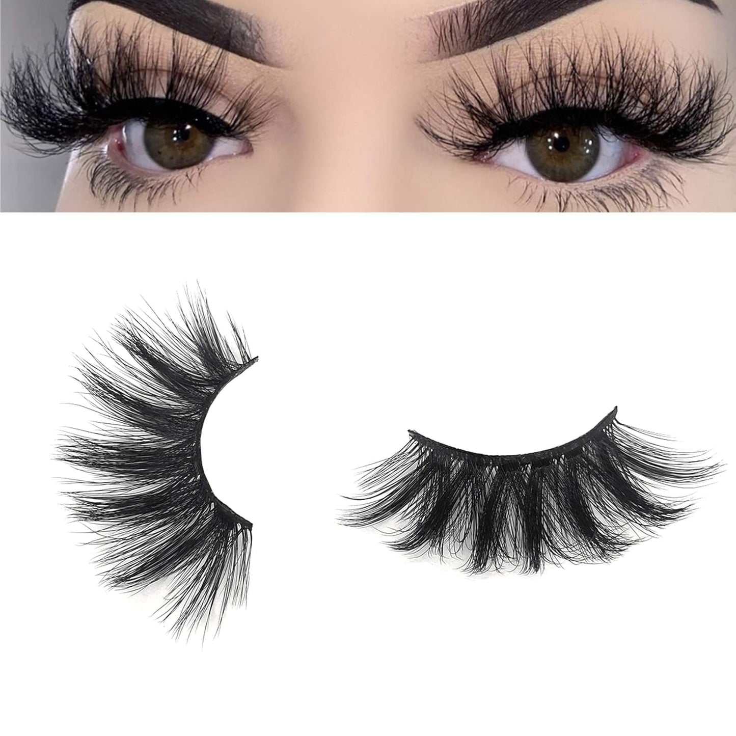 MIKIWI 25mm Lashes, Dramatic 6D Faux Mink Lashes, Fluffy Volume Eyelashes, Thick Crossed Lashes, Long Faux 25mm Mink Lashes (6D4-05)