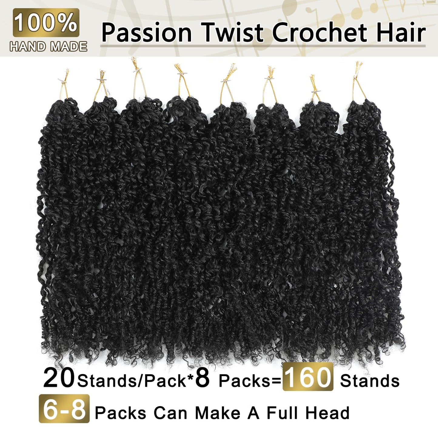 Boho Passion Twist Crochet Hair 12" - 8 Packs Natural Black Pre Twisted Mini Yanky Twist Curly Senegalese Dreadlocks Extensions Pre-looped Soft Locs Majesty Twist Braids for Women Synthetic