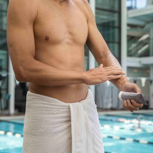 TRIHARD Chlorine Defense Body Lotion for Swimmers, Protects and Hydrates Sensitive Skin from Pool and Ocean, Pre and Post Swim Chlorine Protection from Hard Water and Chemicals