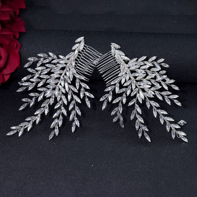 WONRLUA 2 PCS Bridal Hair Comb, Wedding Hair Clips for Brides, Bridal Headpieces for Wedding