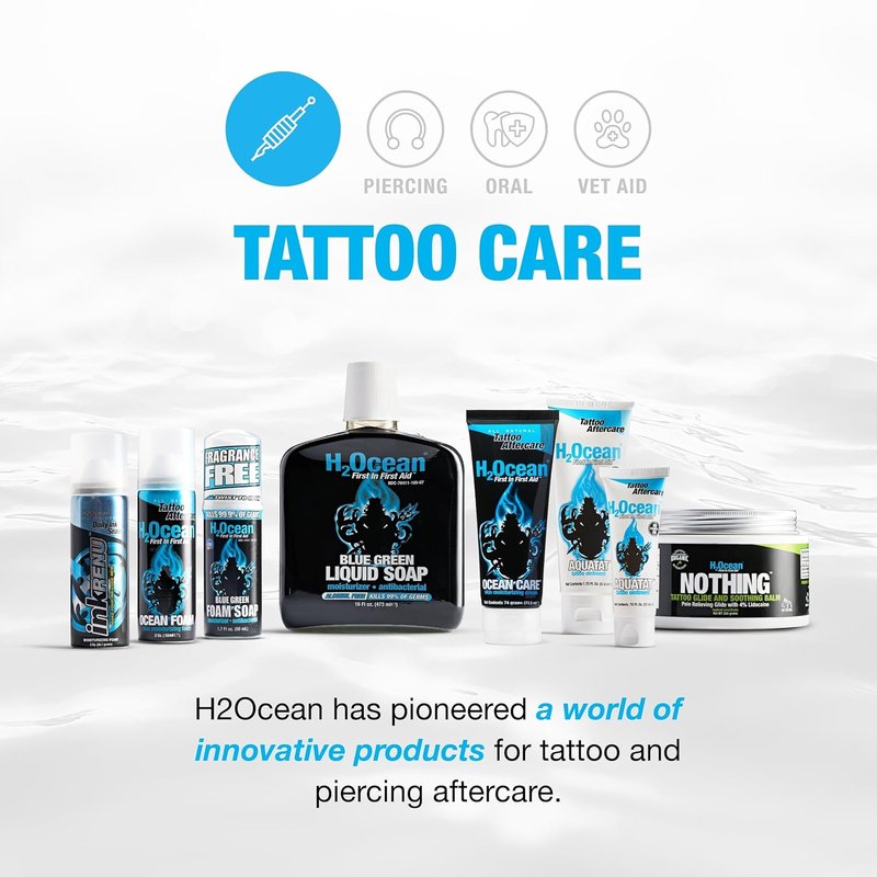 H2Ocean Tattoo Aftercare Lotion - Water-Based Sea Salt Moisturizing Cream | Fragrance-Free, Vegan | 2.5 oz (Pack of 2)