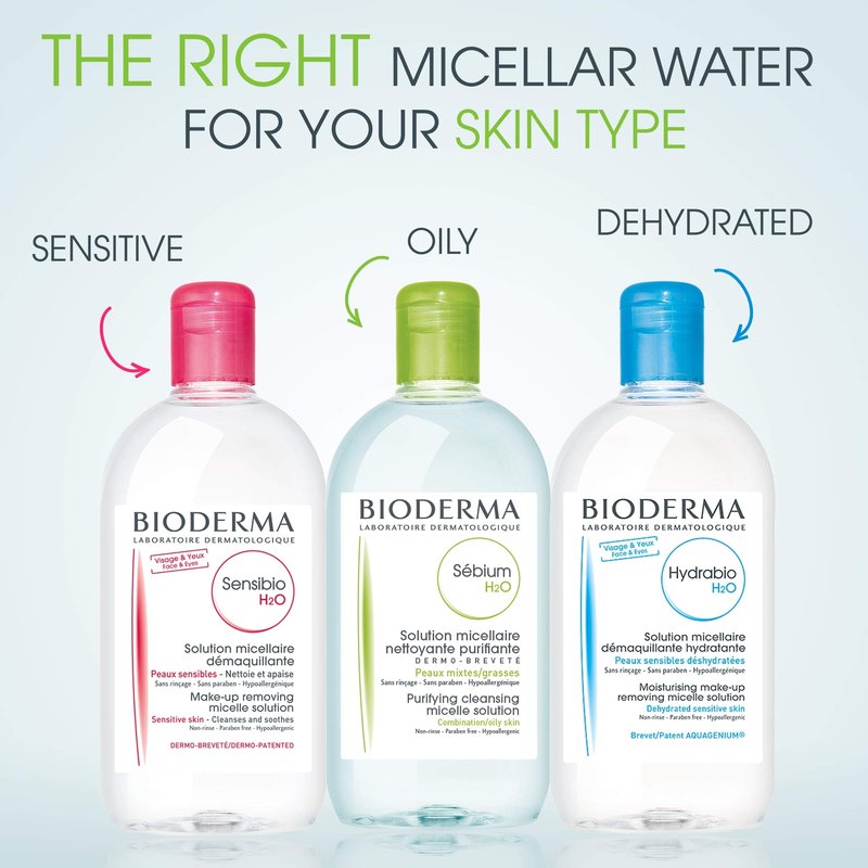Bioderma Sébium H2O Micellar Water, Duo Pack Cleansing and Makeup Removing Gentle Face Cleanser for Combination to Oily Skin, 33.4 Fl Oz