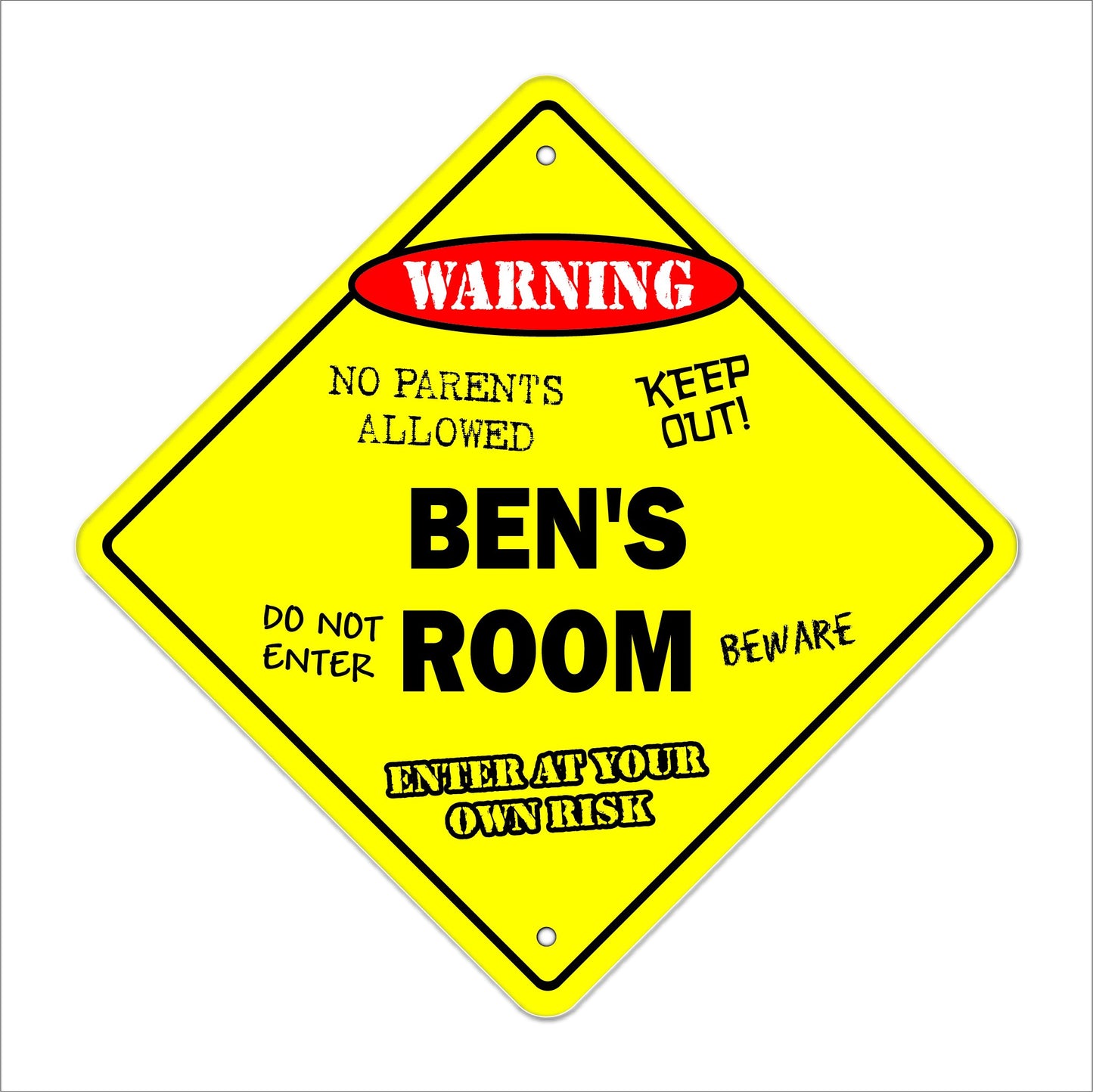 Ben's Room Sign Crossing Zone Xing | Indoor/Outdoor | 12" Tall Kids Bedroom Decor Door Children's Name boy Girl