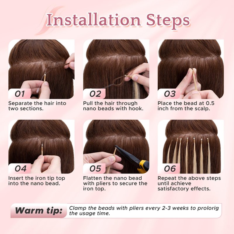 SEGO Nano Tip Hair Extensions Human Hair, Nano Beads Balayage Seamless Highlight Pre-bonded Extensions for Women, 0.7g/strand, 50 strands 35g/pack -20 Inch#02R Dark Brown