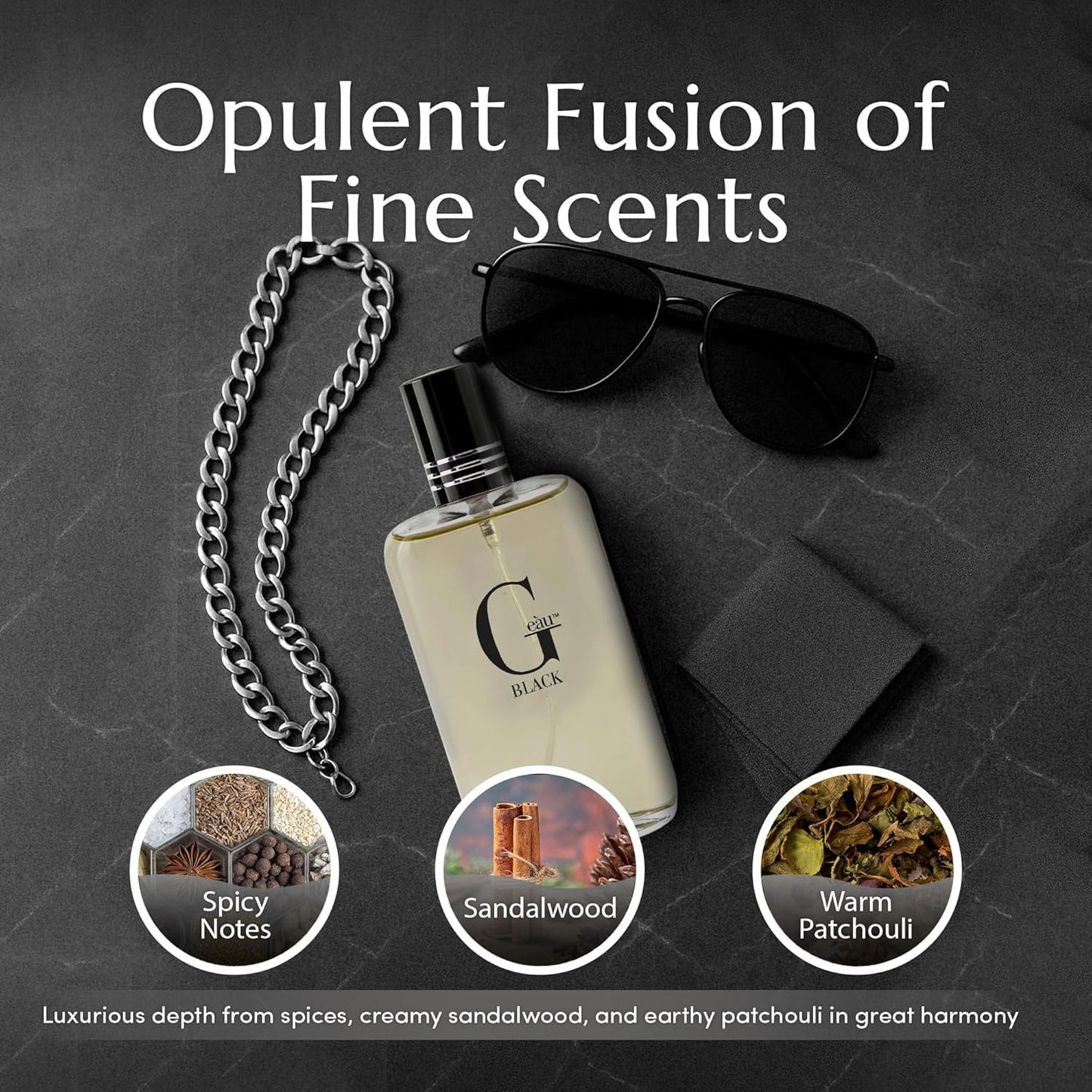 Black Eau De Toilette Spray for Men - 100 mL Long-Lasting Fresh Aquatic & Spicy Fragrance with Sandalwood & Patchouli