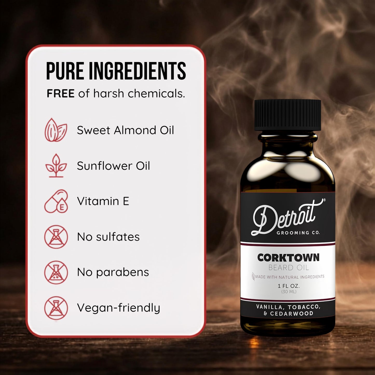 Detroit Grooming Co. Beard Oil | Corktown | Natural Formula, 1 oz