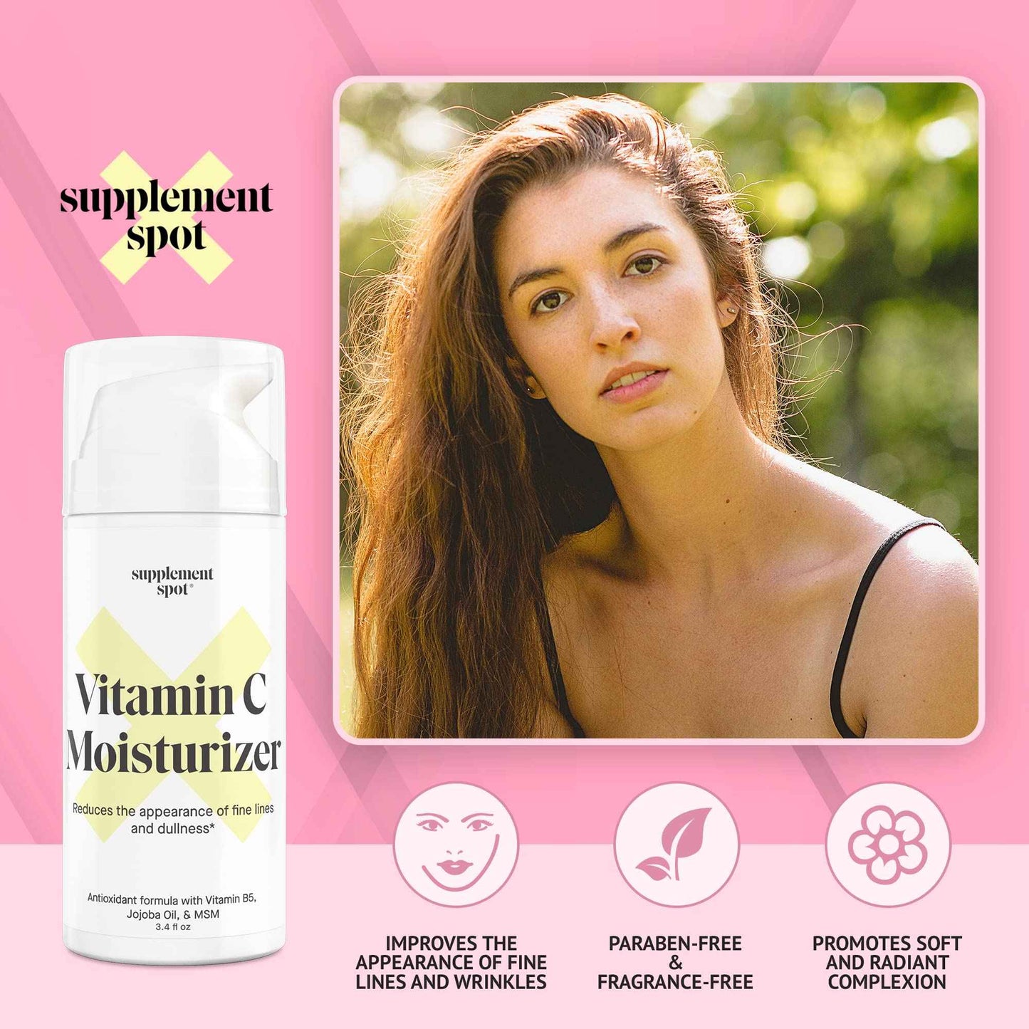 Supplement Spot Antioxidant C Moisturizer - Revitalizing Vitamin Lotion w/Vitamin E Oil & Jojoba Oil – Vitamin Face Moisturizer For Fine Lines & Wrinkles - Suitable For All Skin Types