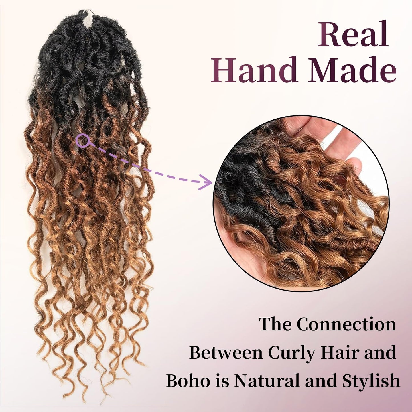Goddess Locs Crochet Hair 14 Inch 8 Packs Faux Locs Crochet Hair Pre Looped for Women Boho Crochet Locs with Curly Ends (T1B/30/27)