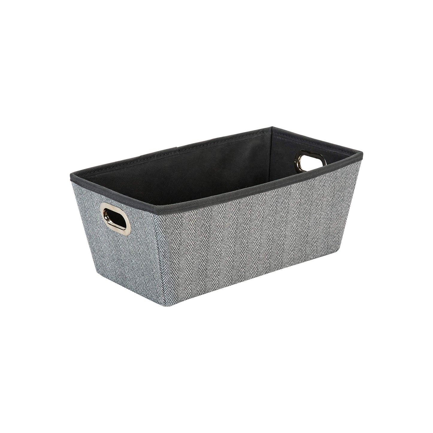 Simplify Herringbone Grommet Tote Basket, Closet Storage, De-Clutter Home, Office, Good for Toys, Linens, Cleaning Products, Accessories & More, Small (26612-GREY)