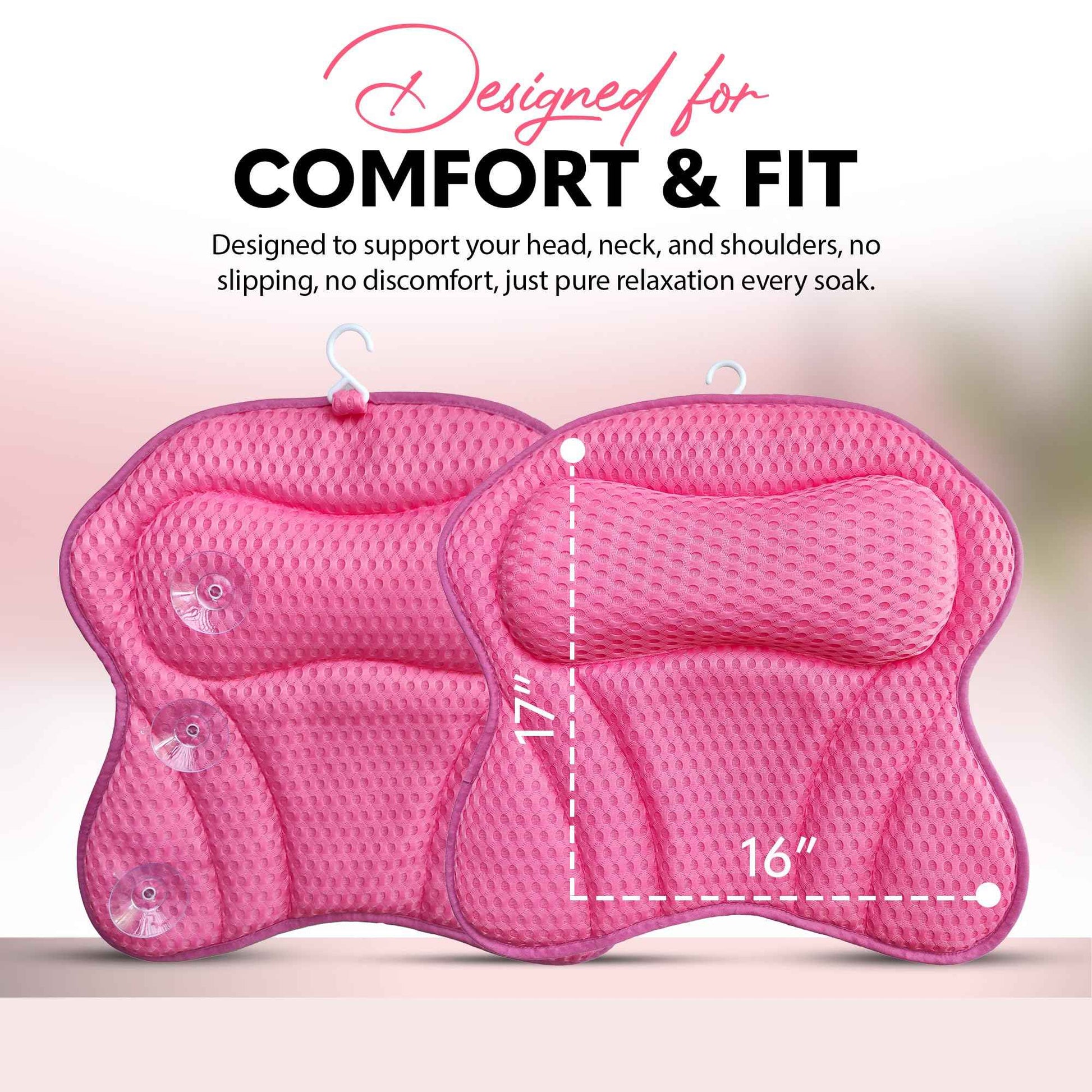 Bath Pillow for Tube - Relaxing Bath Pillows for Head and Neck, Relaxation Gifts for Women, Bathtub Pillow with Suction Cups, Spa Day Essentials, Bath Tub Accessories