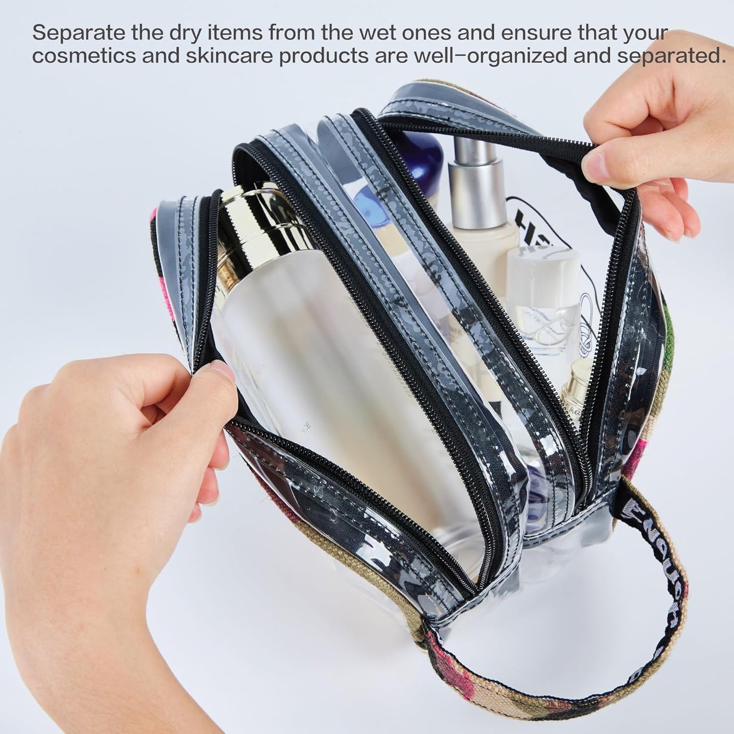 TSA Approved Clear Toiletry Bag for Travel | Durable Camo Organizer with 2 Compartments - Quart Size