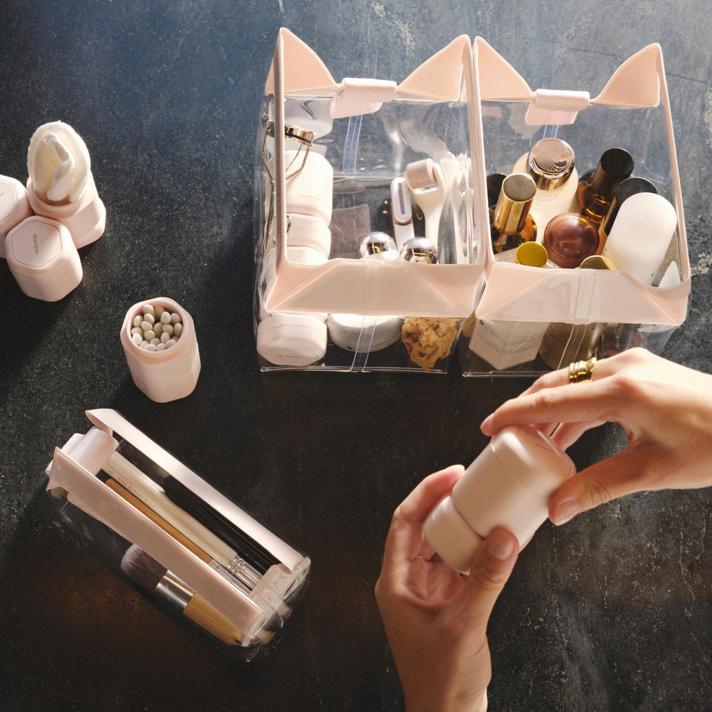 Cadence Extender - Adds Additional 1.43 fl oz - 3pk, Sand - Add On to Any Flex Magnetic Containers with Lids - TSA Approved, Leak Proof - Extension to Travel Bottles - Carry On Travel Essentials