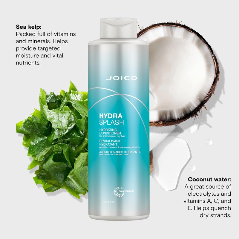 Joico HydraSplash Hydrating Conditioner | For Fine, Medium, Dry Hair | Replenish Moisture | Add Hydration & Softness | With Sea Kelp & Coconut Water | 33.8 Fl Oz