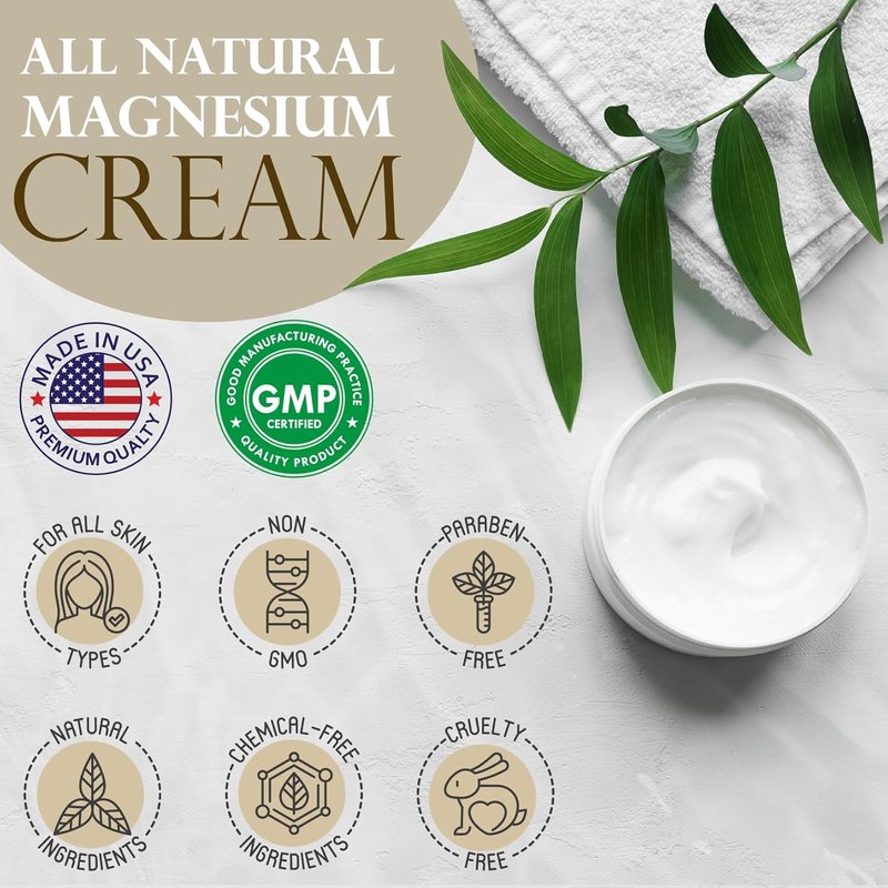 Magnesium Cream for Sleep | Fast-Absorbing Topical Lotion for Soothing Relief - 8 oz
