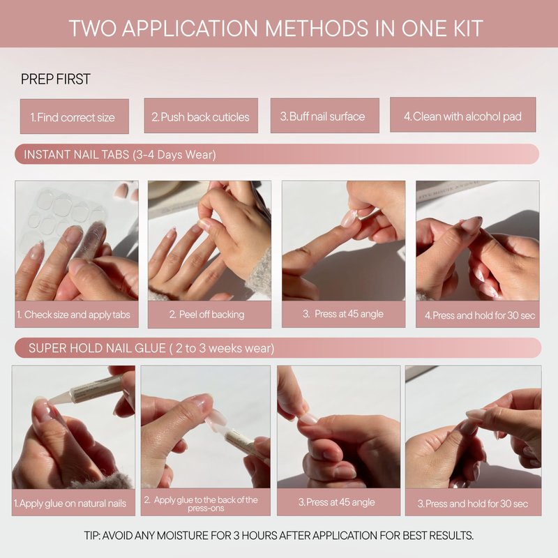 Celebritips Nail Art Press-Ons | Short Almond Nails, Reusable | 16 sizes - 32 Nails Kit with Super-hold Nail Glue and Sticky Tabs (Maui)