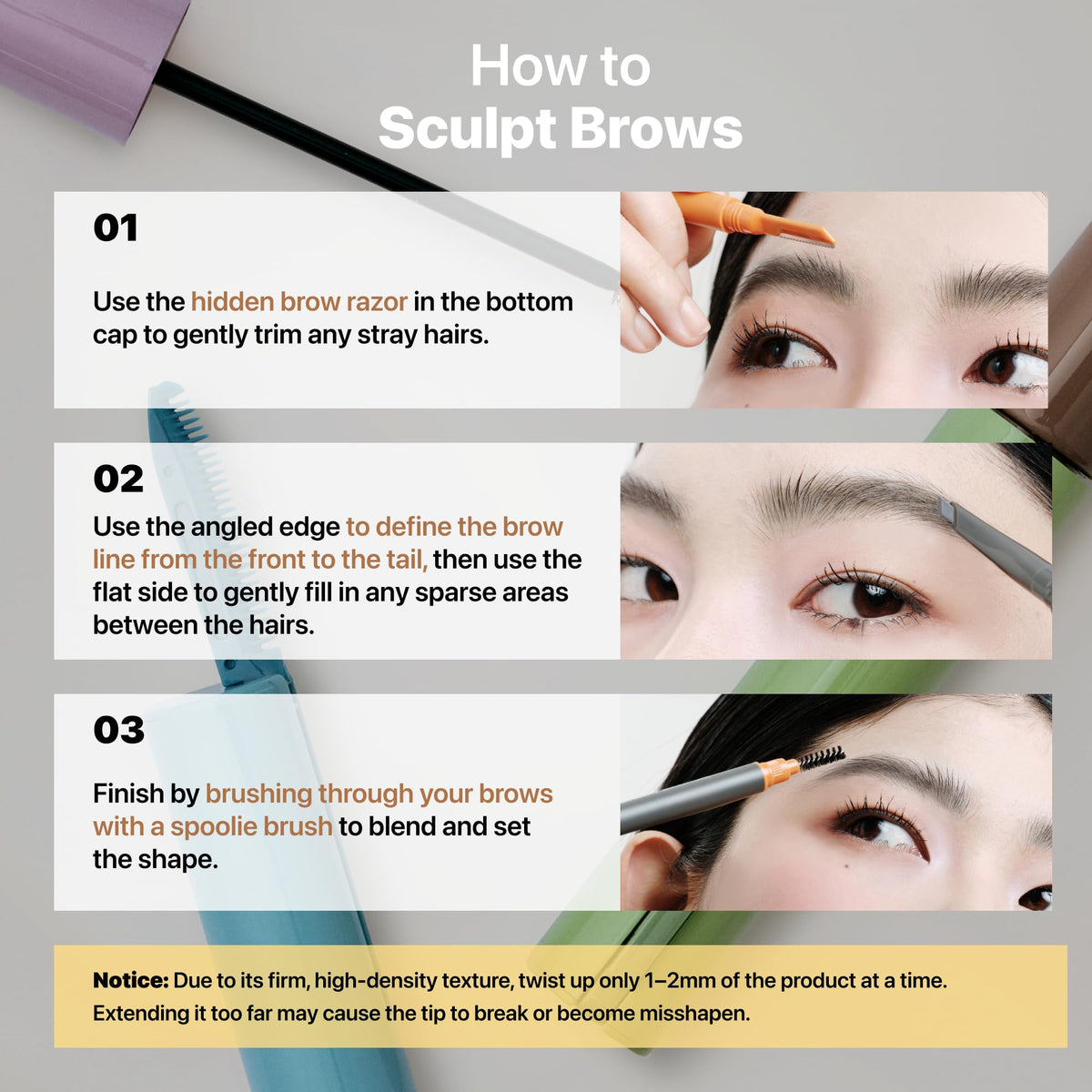 ENTROPY MAKEUP Tough Brow Sculpture Pencil, 3-In-1 Eyebrow Pencil with Built-In Razor & Brush, Smudge-Free, Long-Lasting, Natural Finish, Cool Gray (Charcoal)