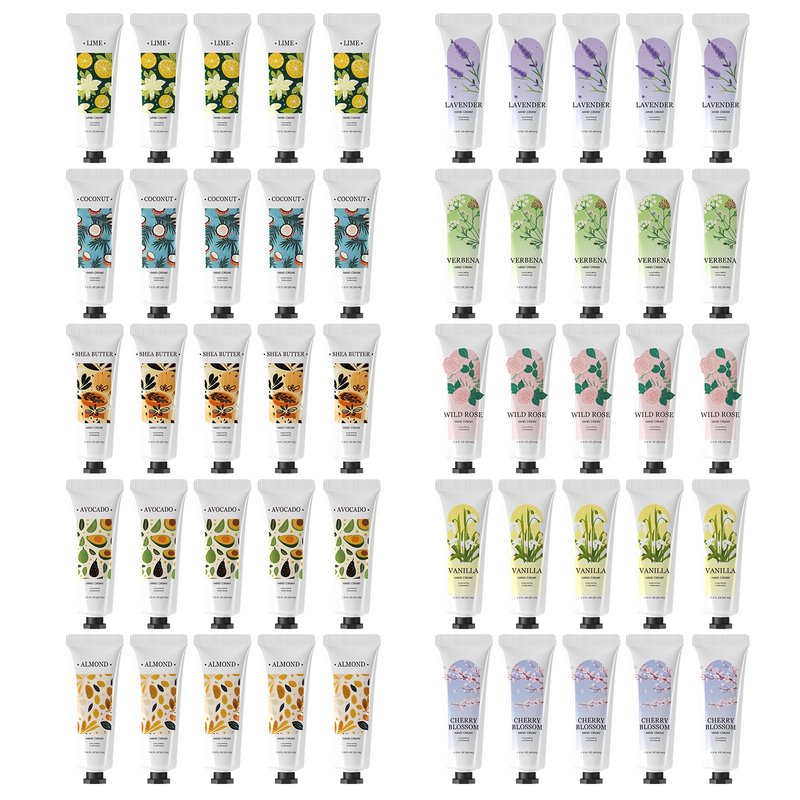 BODY & EARTH Hand Cream Bulk 50 Pack Small Gifts for Women Hand Lotion Travel Size Mini Lotion Creams & Lotions Set Gifts for Mom Bridesmaid Gifts