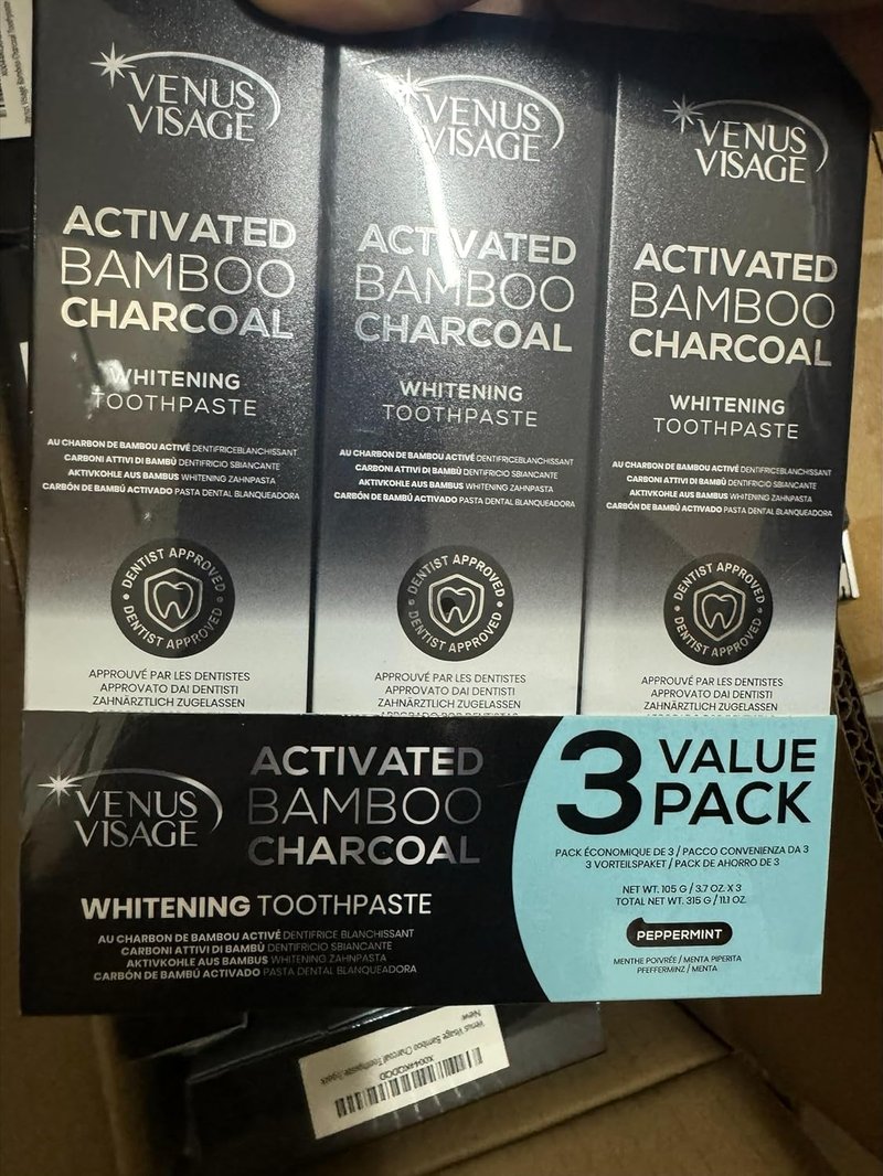 Activated Charcoal Toothpaste for Whitening | Effective Peppermint Flavor - 3 Pack (3.7 oz/105 g)
