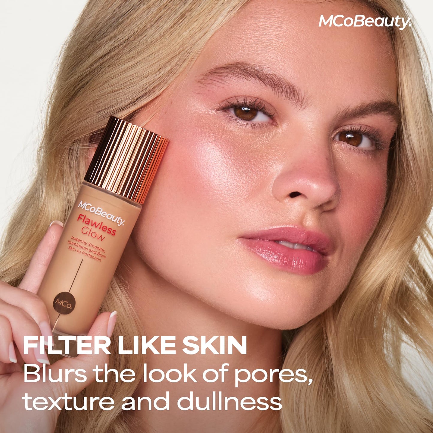 MCoBeauty Flawless Glow Luminous Skin Filter - 4 Medium - 4-in-1 Primer, Highlighter & Foundation Booster - Dewy Illuminating Tint Face Makeup with Squalane Vitamin E - Vegan & Cruelty Free