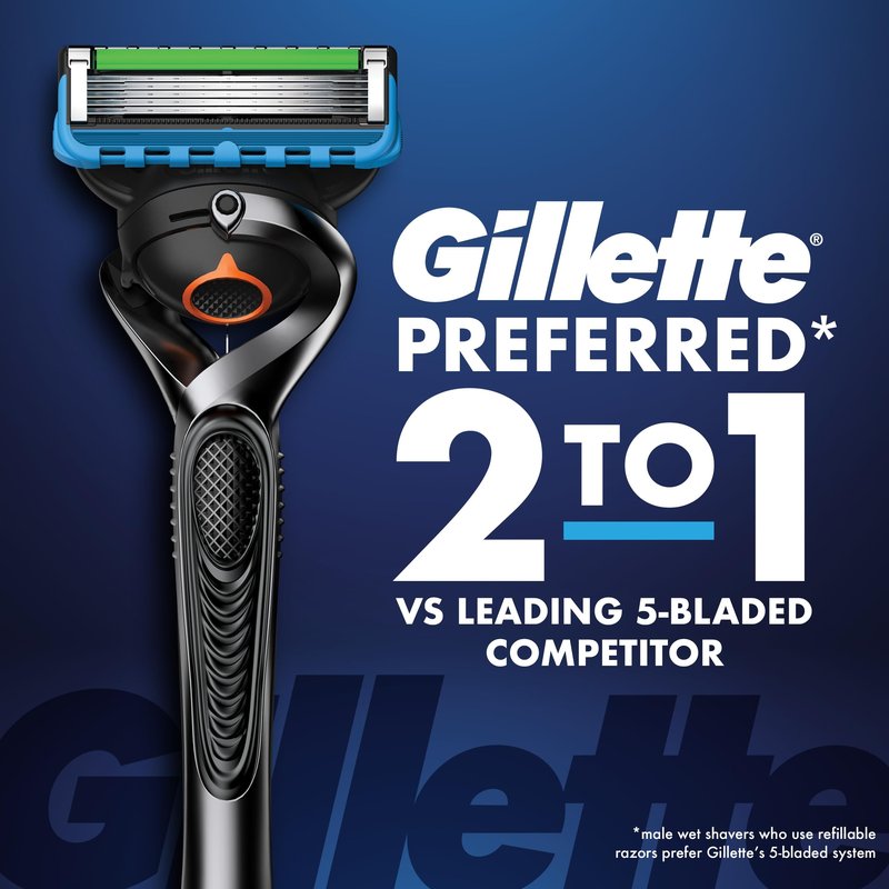 Gillette ProGlide Shield Men's Razor, 5-Blade Razor with Precision Trimmer, 1 Handle and 4 Refills