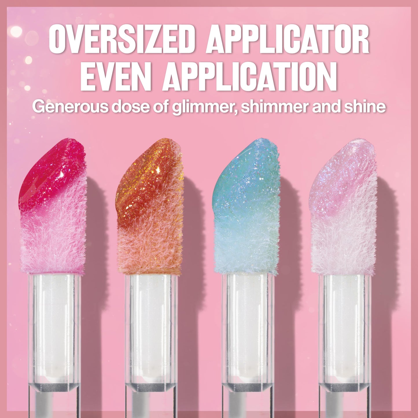 REVLON Super Lustrous Glimmer Gloss, Non-Sticky Hydrating Lip Gloss, High-Shine Sheer Shimmery Finish, Plant-Based Glitter, 004 Happy Hour, 0.13 fl oz