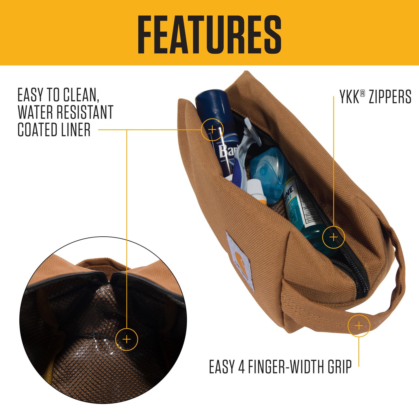 Carhartt Durable Travel Kit, Organize Essentials W/the Water Resistance Toiletry Bag, Industry Red