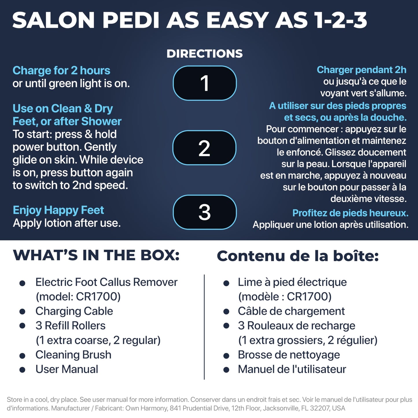 Electric Foot Callus Remover: Own Harmony Professional Feet Care Pedicure Tools, Rechargeable Feet Scrubber Dead Skin, Electronic Foot File Pedi Grinder, Best for Hard, Dry, Cracked Heels (3 Rollers)