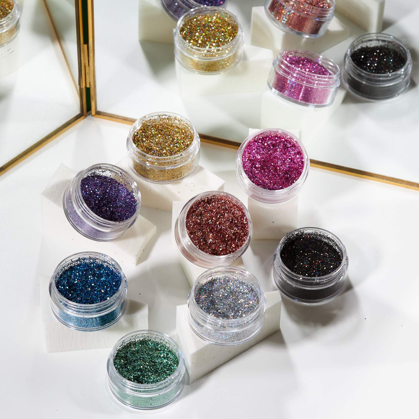 Moon Glitter Holographic Glitter Shakers 100% Cosmetic Glitter for Face, Body, Nails, Hair and Lips - 0.17oz - Gold