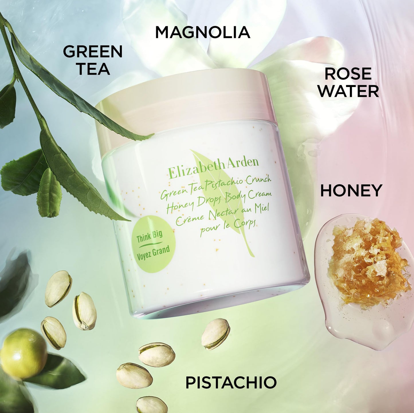 Elizabeth Arden Green Tea Pistachio Crunch Honey Drops Body Cream, Moisturizer for Dry Skin, Use Day or Night, Softens and Moisturizes, 16.9 oz.