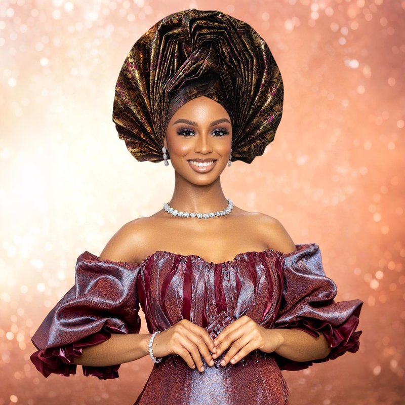 Nigerian Women's hat Folding African Headscarf hat,African headpiece Auto Gel Headwear,Suitable for Weddings (Wine Red 2, One Size)
