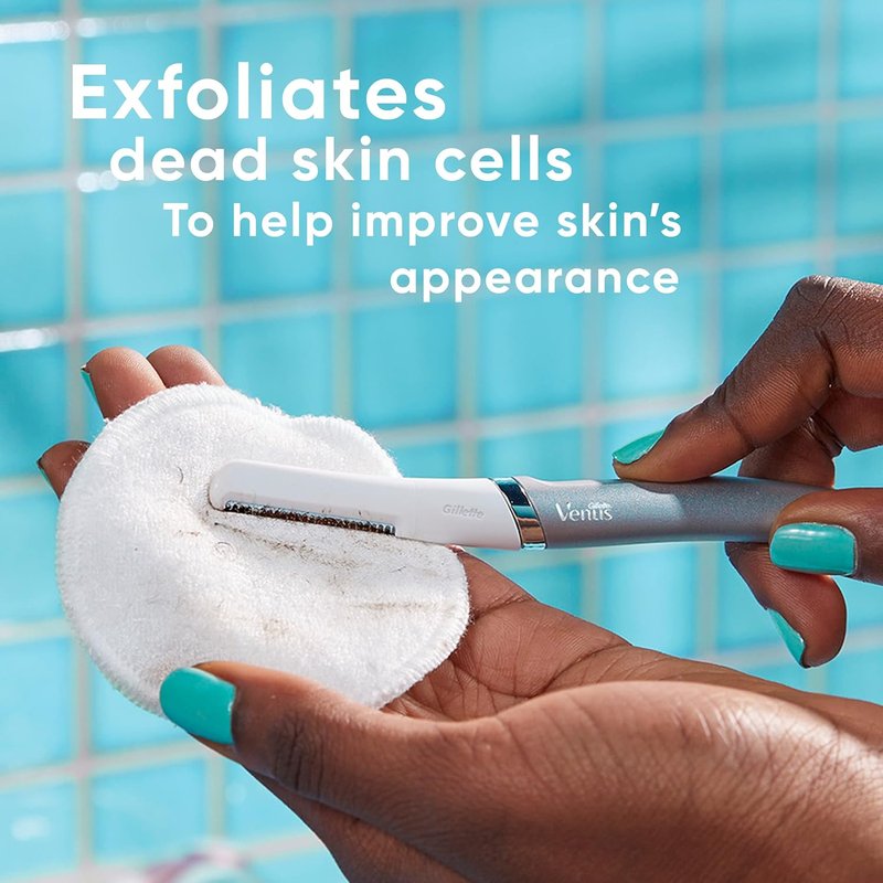 Gillette Venus Facial Razor - Exfoliating Dermaplaning Tool for Fine Hair Removal | 5 Replaceable Blade Refills