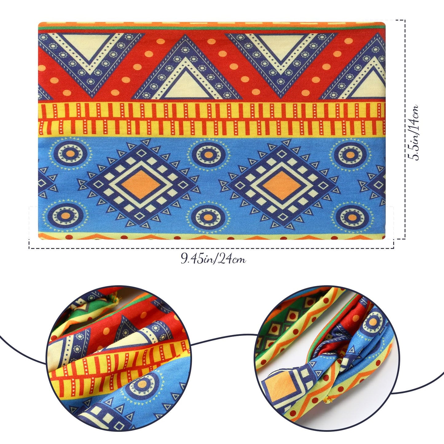 XunYee 12 Pcs Juneteenth Headbands African Boho Print Headbands for Women Yoga Twisted Knot Headwraps - Assorted Wide Elastic Bandeau Hair Accessories for Girls, Running, Sports